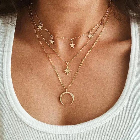 Three Layered Fashion Gold Necklace