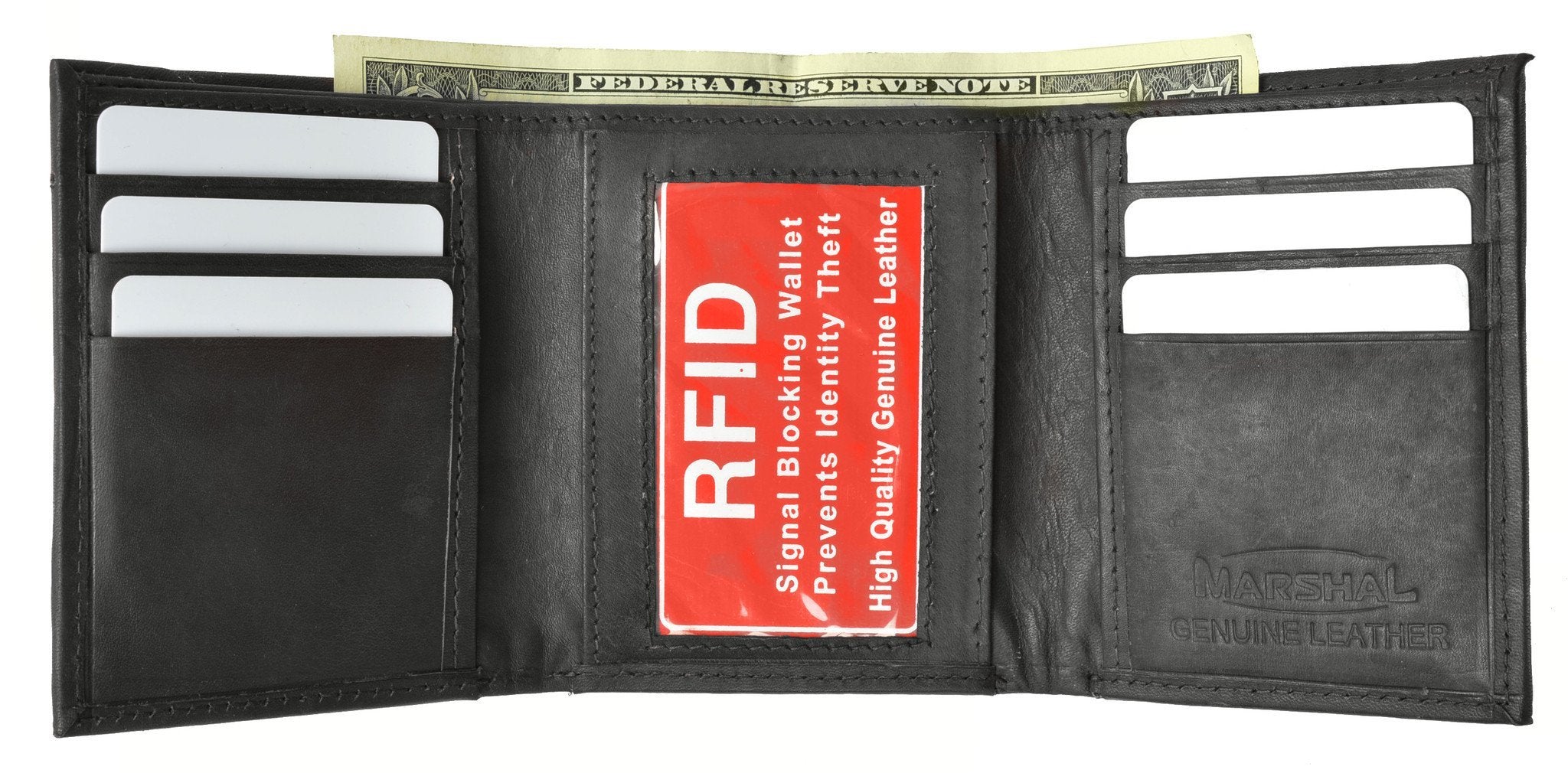 Mens Trifold Leather Wallet RFID Blocking
