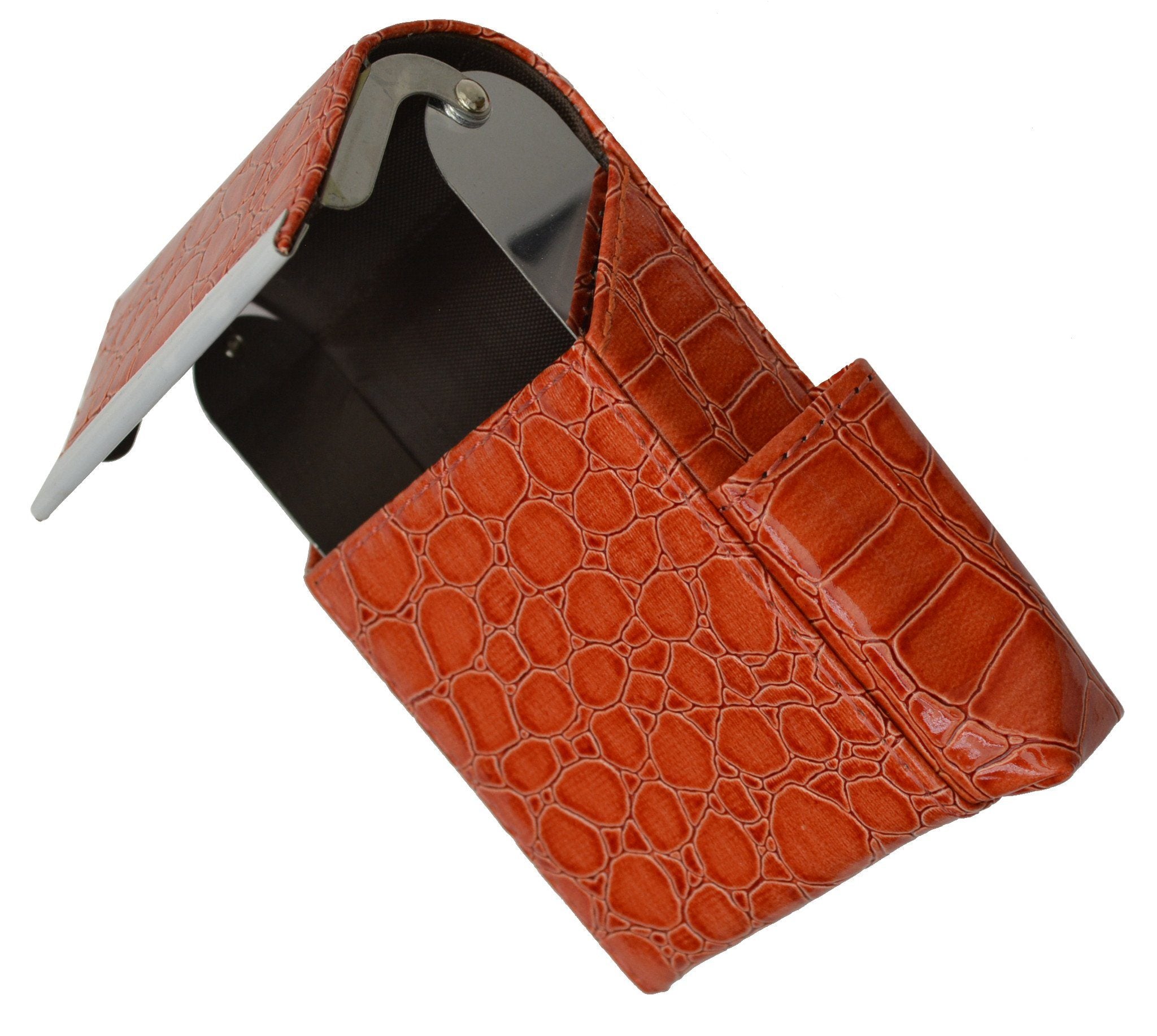 Unisex Croco-Textured Genuine Leather Flip-Top Case
