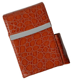 Unisex Croco-Textured Genuine Leather Flip-Top Cigarette Case