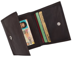 AFONiE Men Trifold Snap Closure Leather Wallet