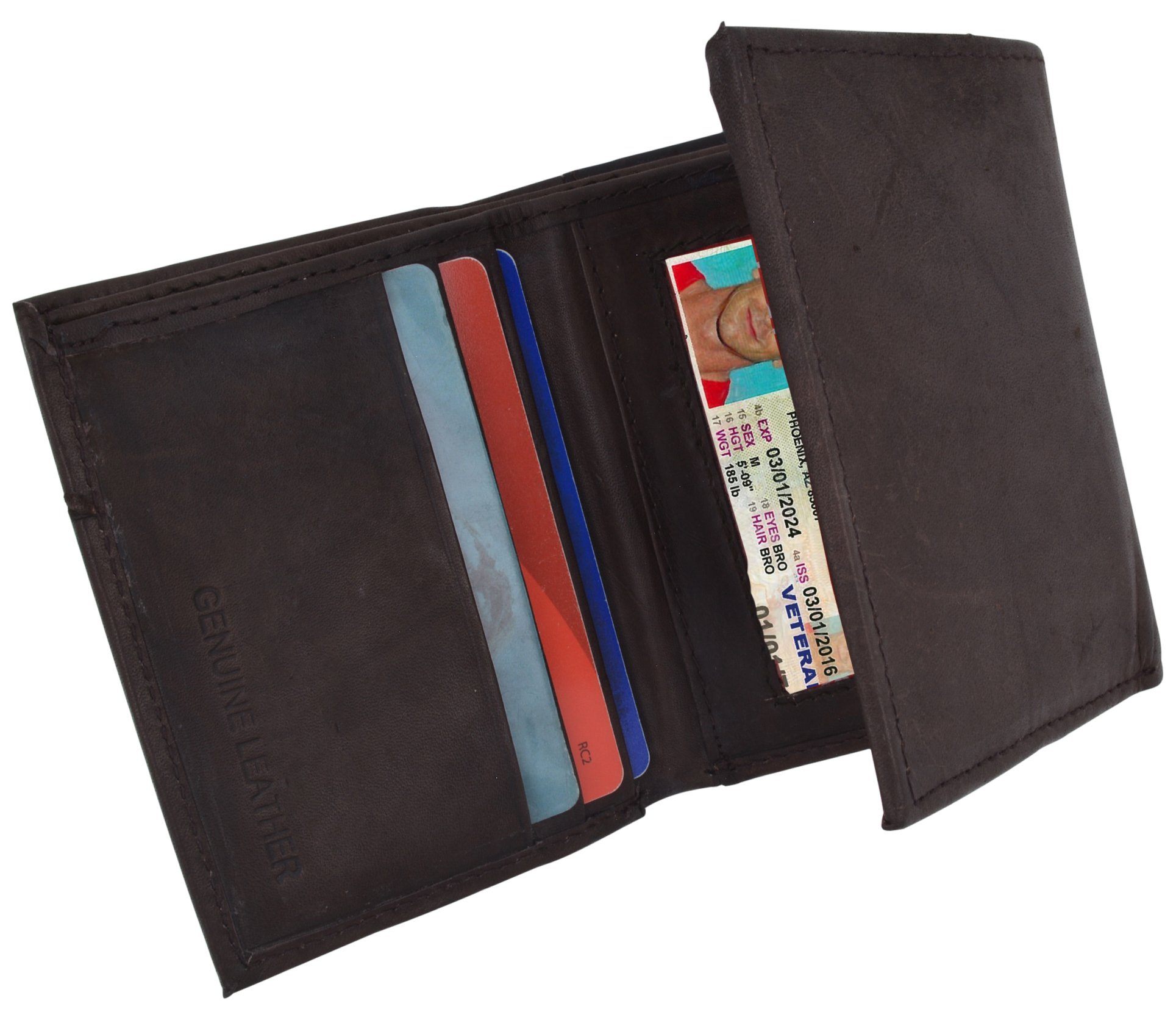 AFONiE Men Trifold Snap Closure Leather Wallet –