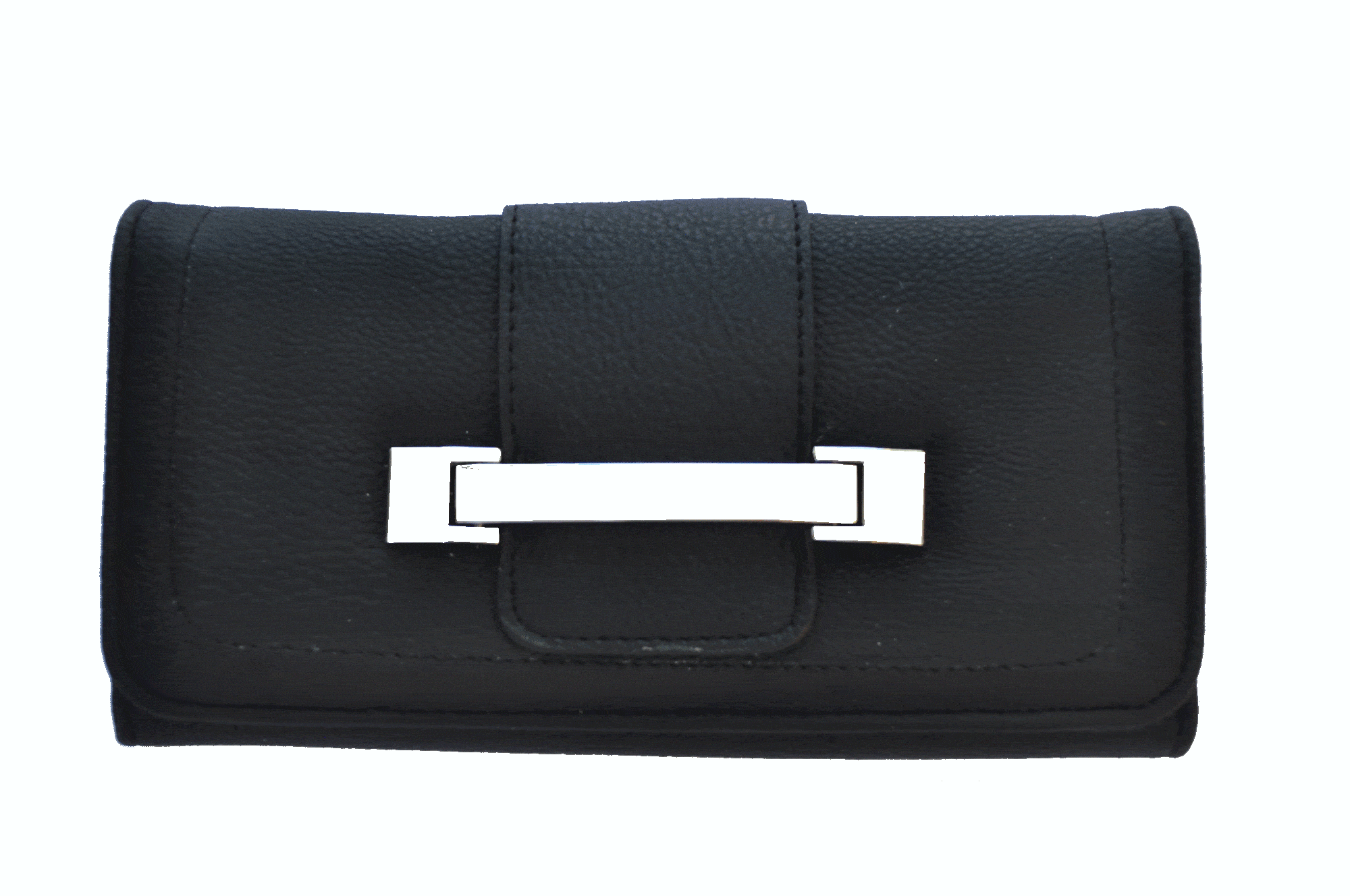 Metallic Flap Soft Bend Leather Wallet - Black Color