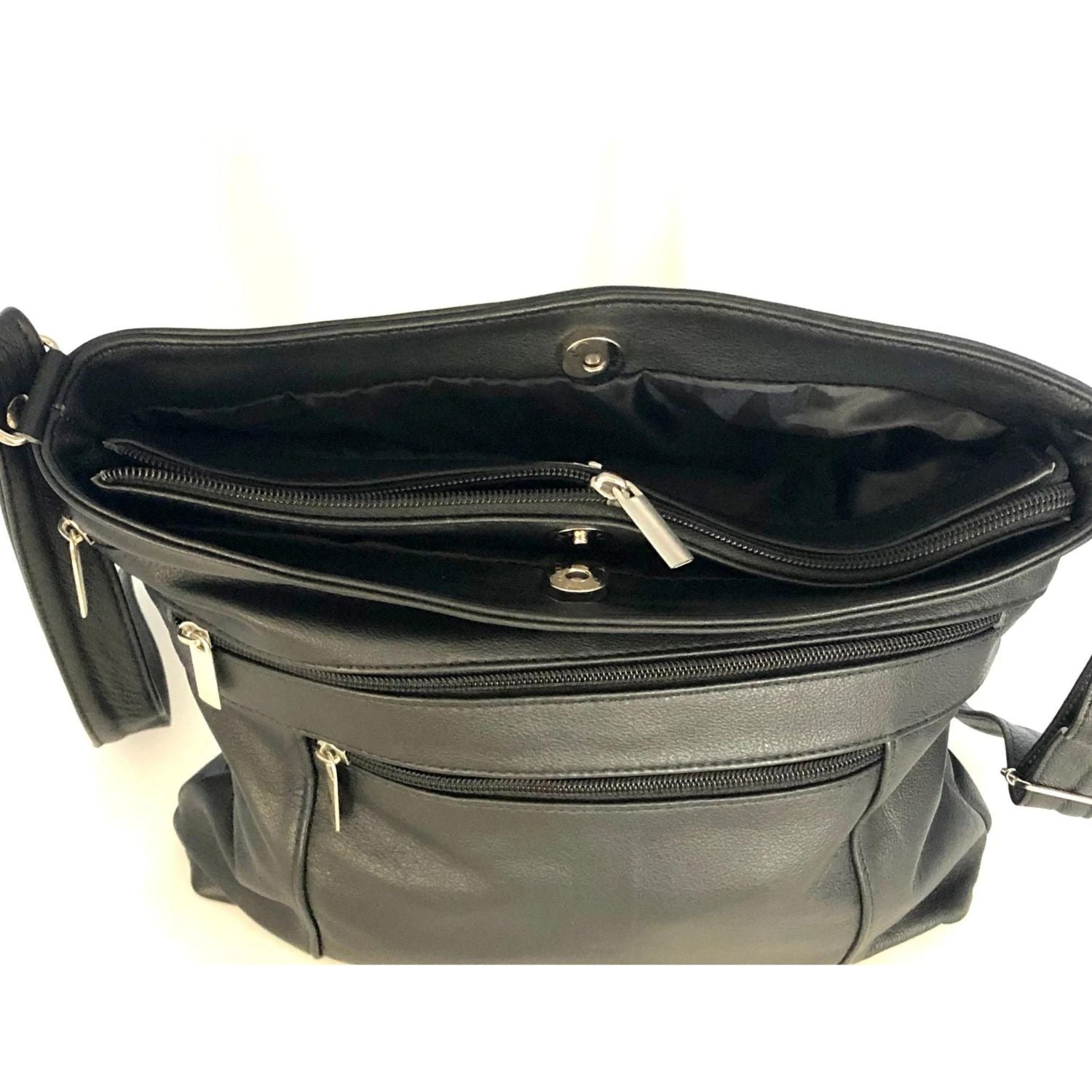 Vintage Margot Branded Black Leather Cross Body Purse Bag 