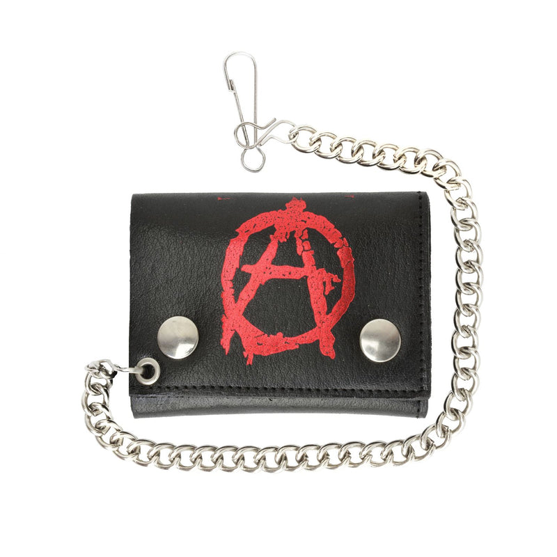 Leather Chain Wallet Red Anarchism