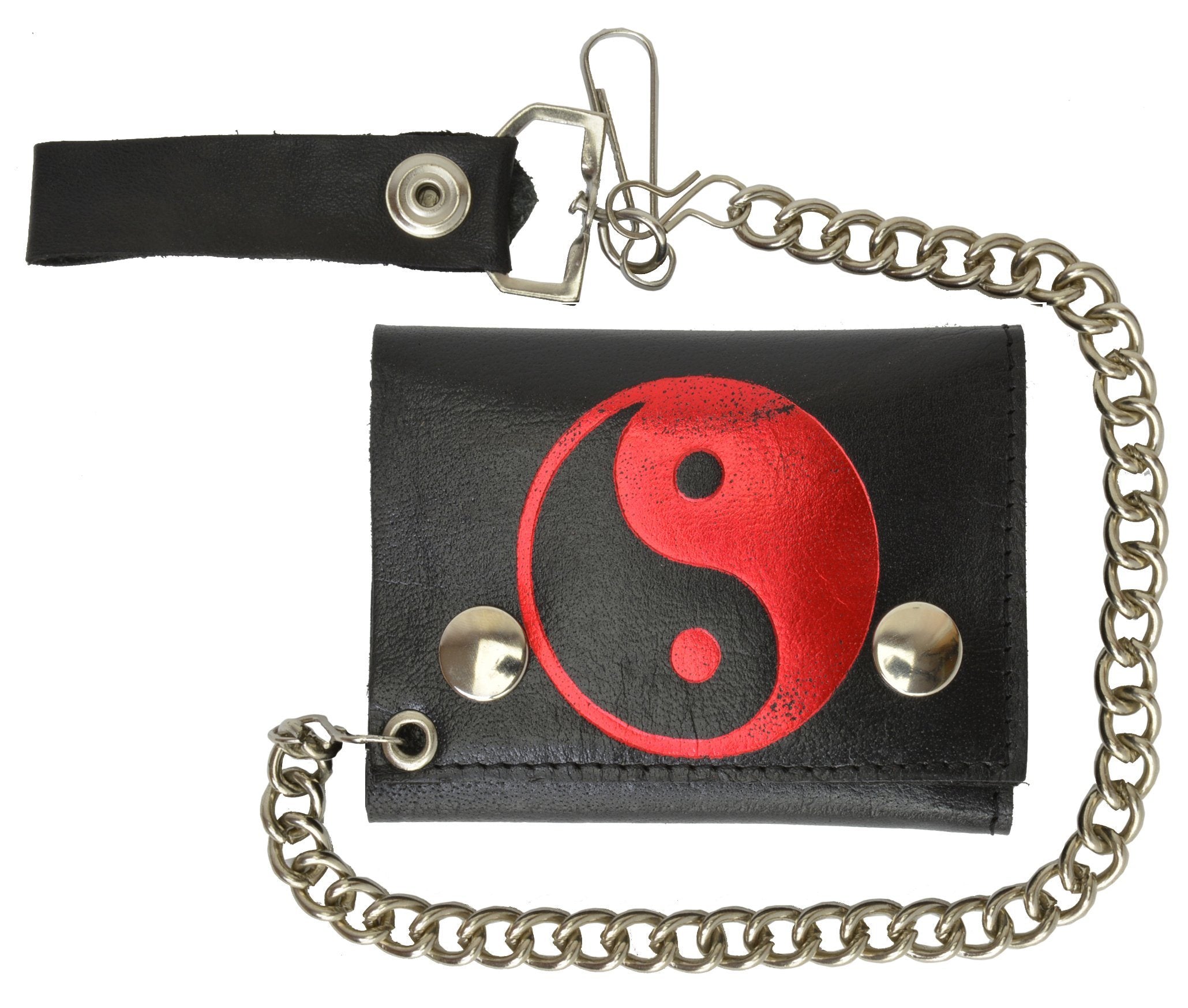 Leather Chain Wallets Red Yin Yang