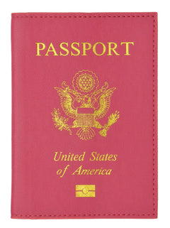 Leather USA Logo Passport Holder - Peach