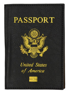 Leather USA Logo Passport Holder - Navy Blue