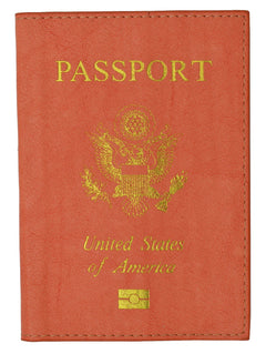 Leather USA Logo Passport Holder - Hot Pink