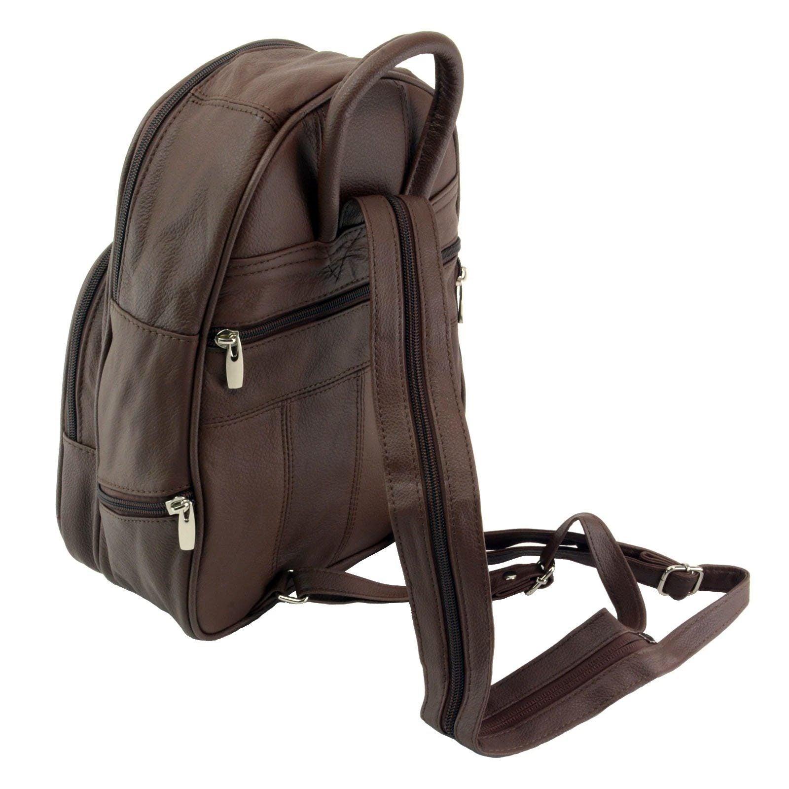 Sling Strap Multiple Pockets Organizer Leather Backpack