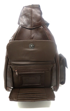 Leather Backpack with Build-in Wallet and Adjustable Straps