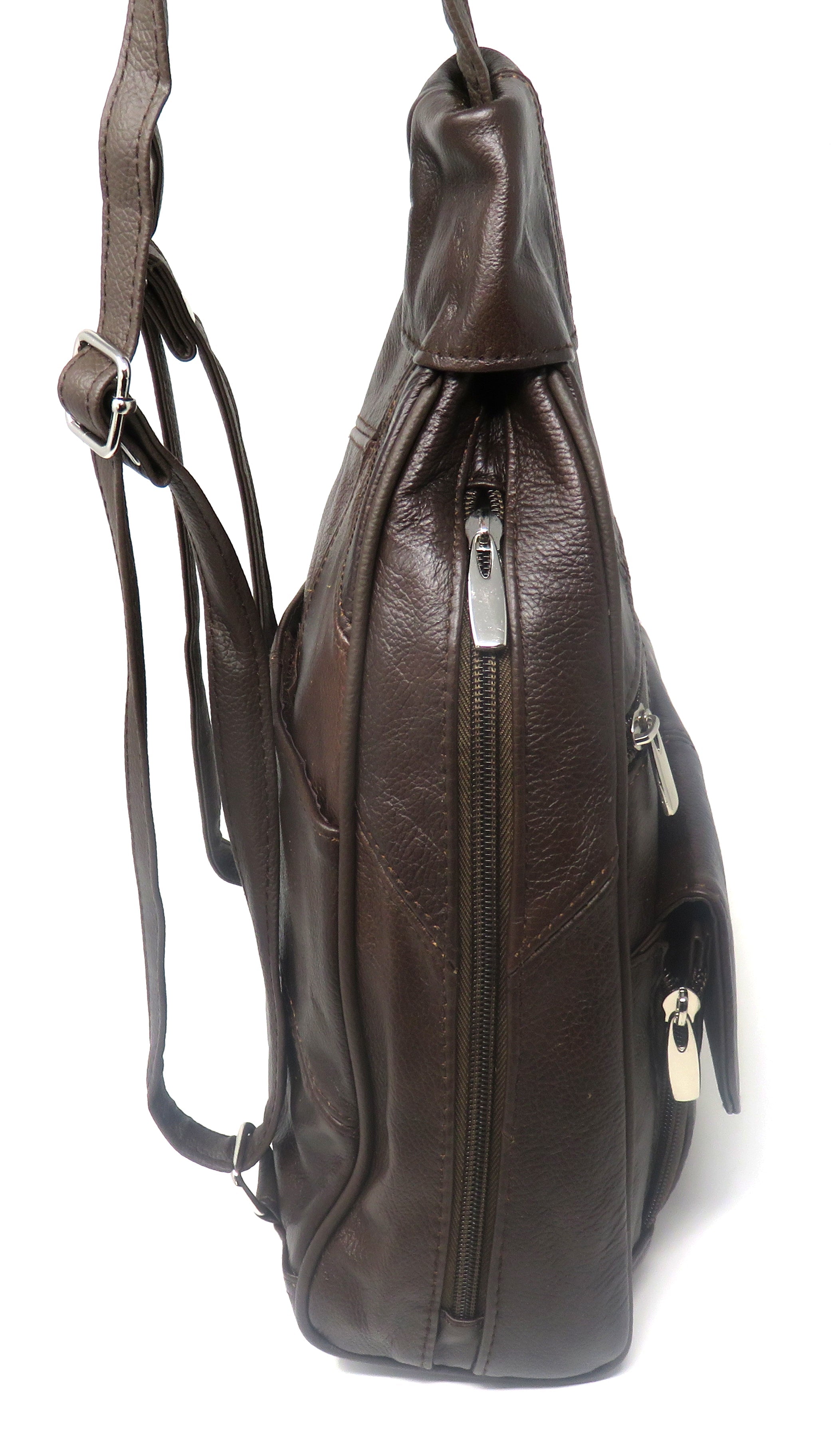 Leather Backpack with Build-in Wallet and Adjustable Straps