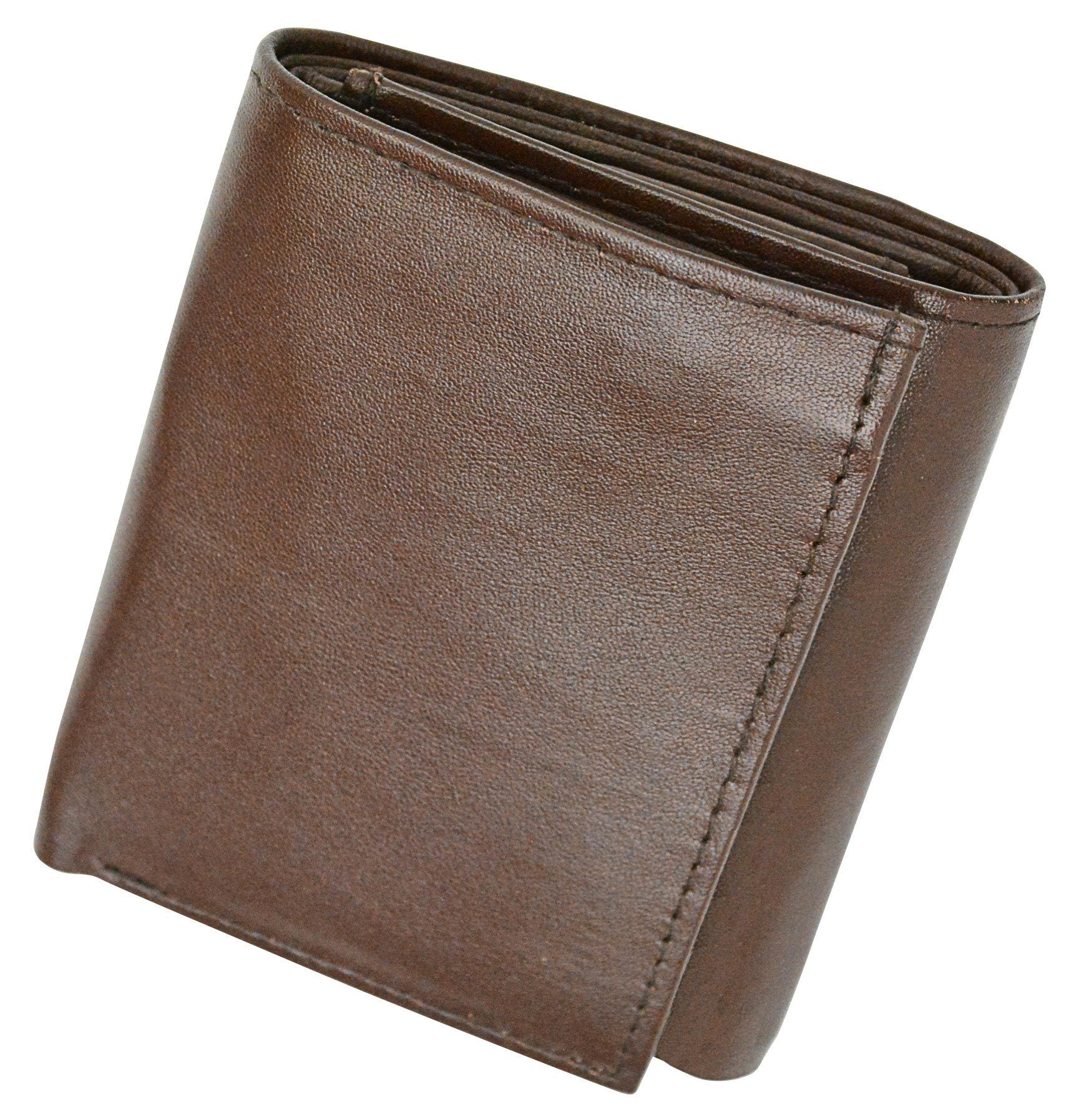Genuine Soft Leather Tri-fold Wallet For Men - Brown