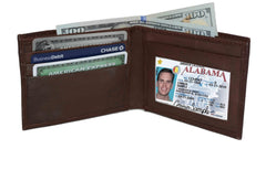Genuine Leather Bi-fold with Removable Compartment - Brown