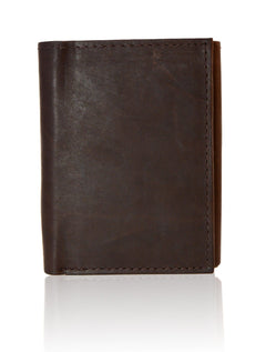 Deluxe Genuine Leather Tri-fold Wallet For Men - Black