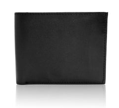 Genuine Leather Bifold Wallet with ID Windows For Men - Black