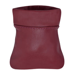 Classic Leather Squeeze Coin Pouch- Burgundy