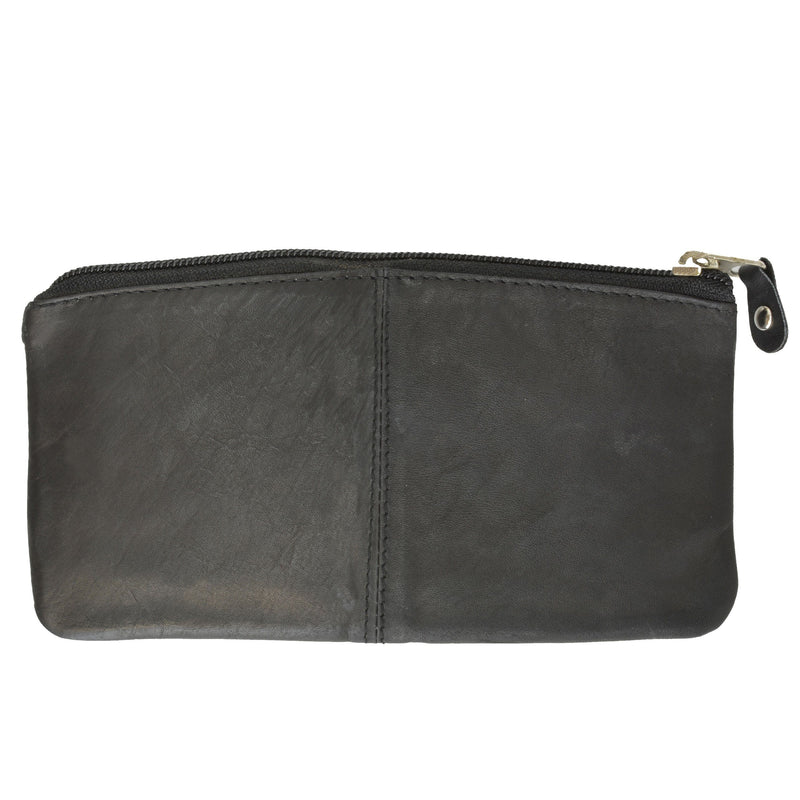 Buggy Carry All Leather Zipper Wallet - Black