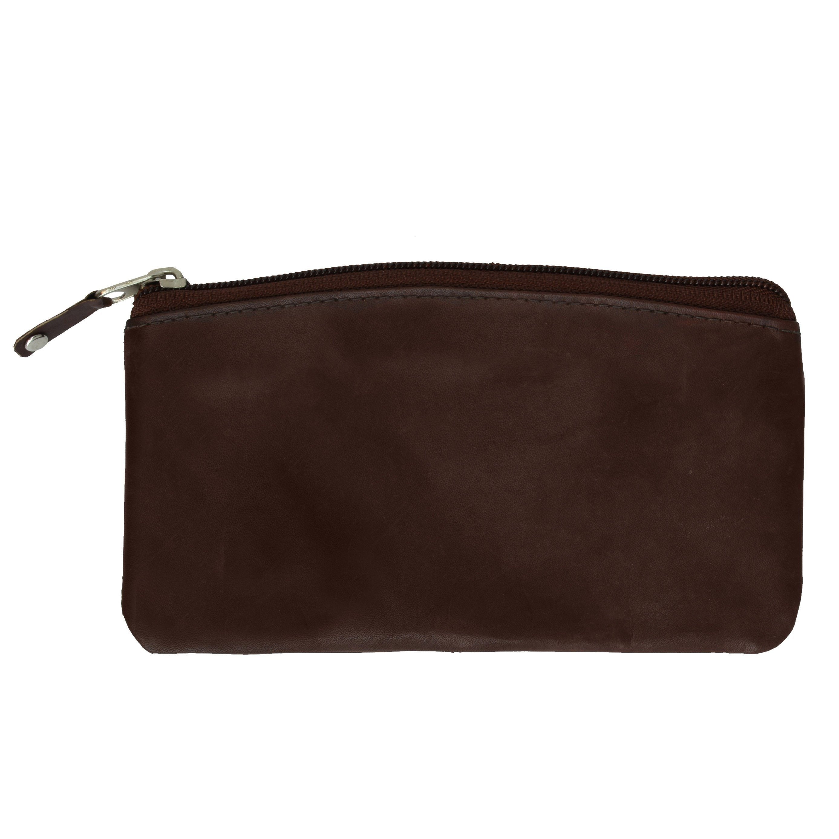 Buggy Carry All Leather Zipper Wallet - Brown