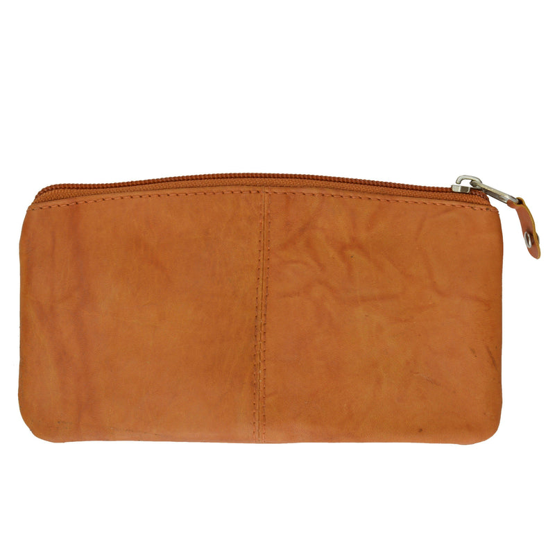 Buggy Carry All Leather Zipper Wallet - Tan