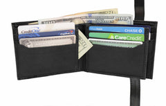 Genuine Leather Bifold Wallet For Men - Black