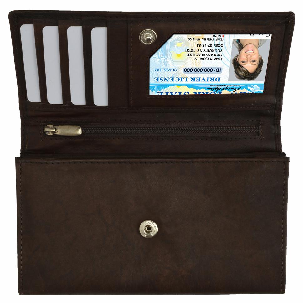 Snap enclosure Leather Women Wallet