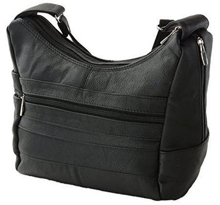 Black Leather Crossbody Bag Hobo Bag Shoulder Purse Caryall 