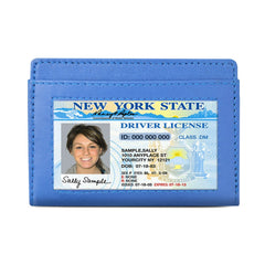 Leather Cards Holder Wallet Women Blue