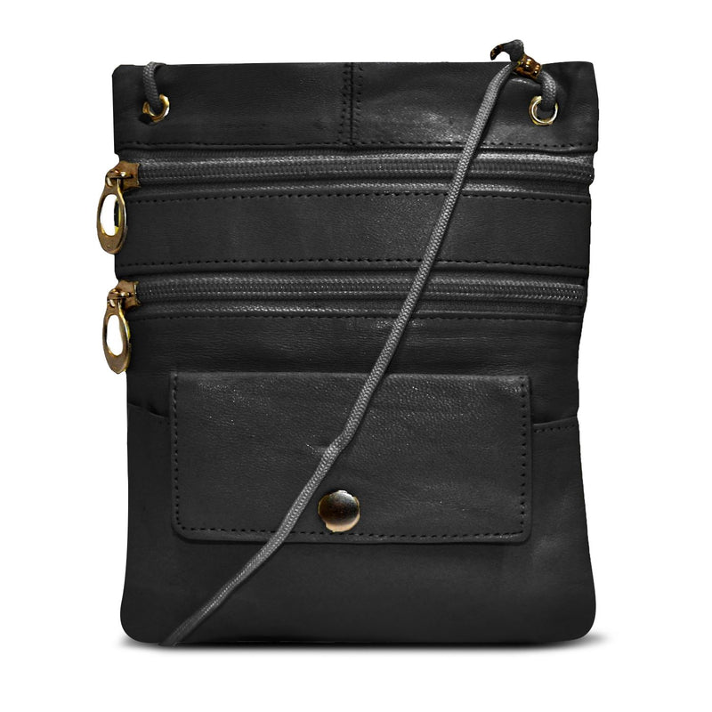 Black Multi-Pocket Leather Crossbody Bag or Wallet