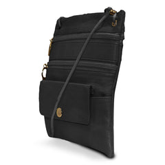 Black Multi-Pocket Leather Crossbody Bag or Wallet