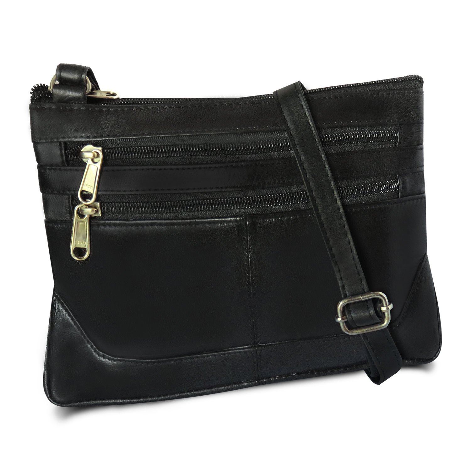 Slim Zipper Pockets Crossbody Handbag