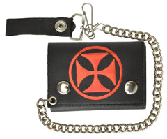 Leather Chain Wallets Red Chopper