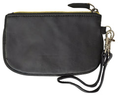 RFID Collection Premium Leather Mini Wristlet- Black Color