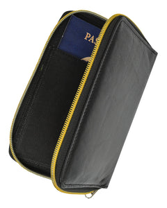 RFID Black Passport Cover Travel Protected Zip Around