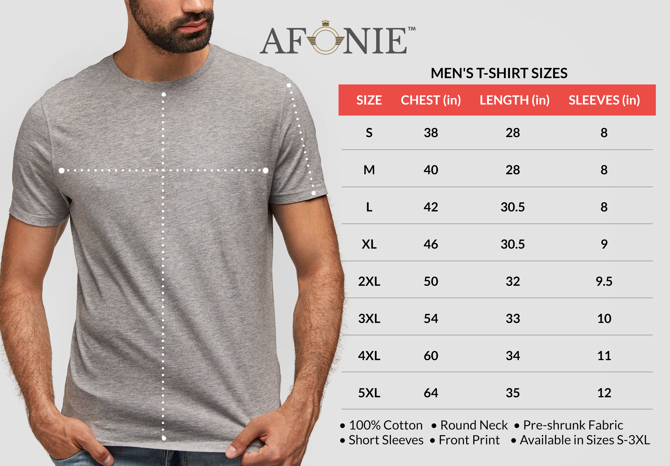 AFONiE High Quality Large Graphic Print T-Shirts