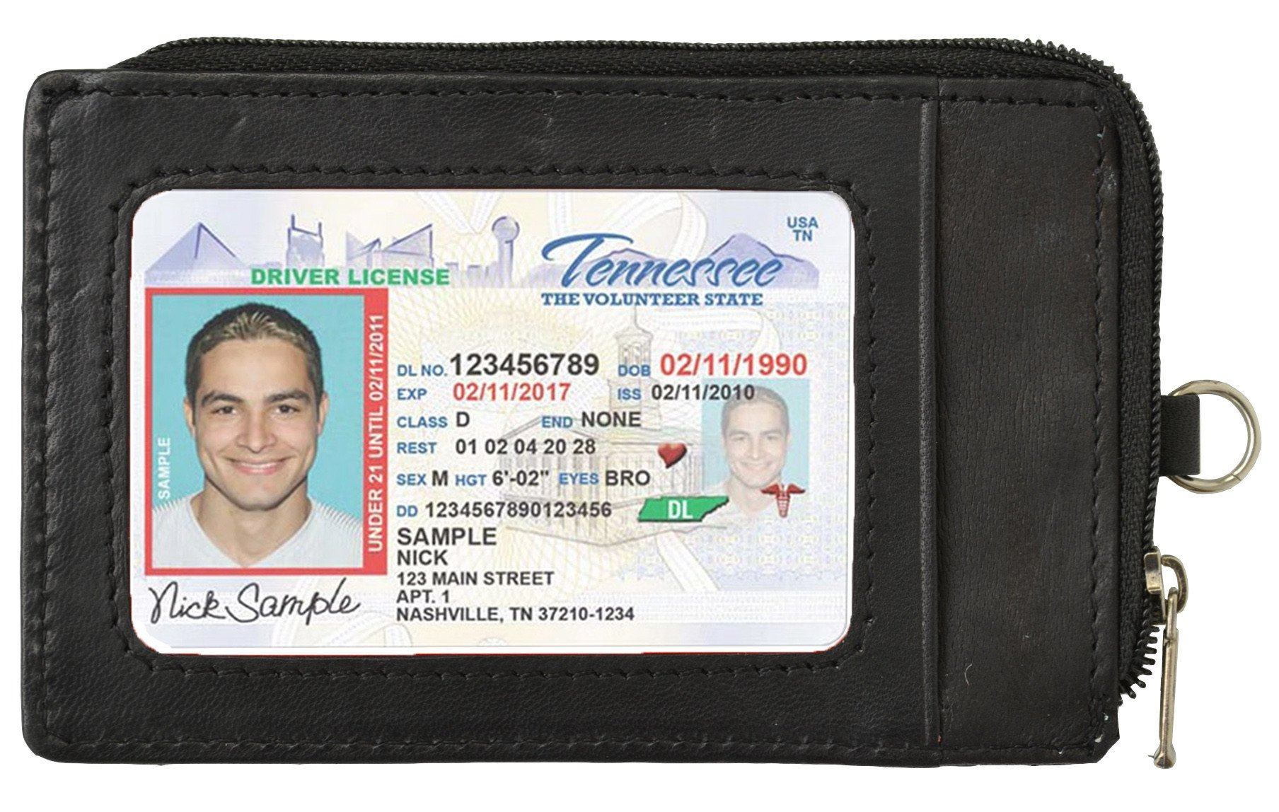 RFID Slim Leather Black Neck Wallet
