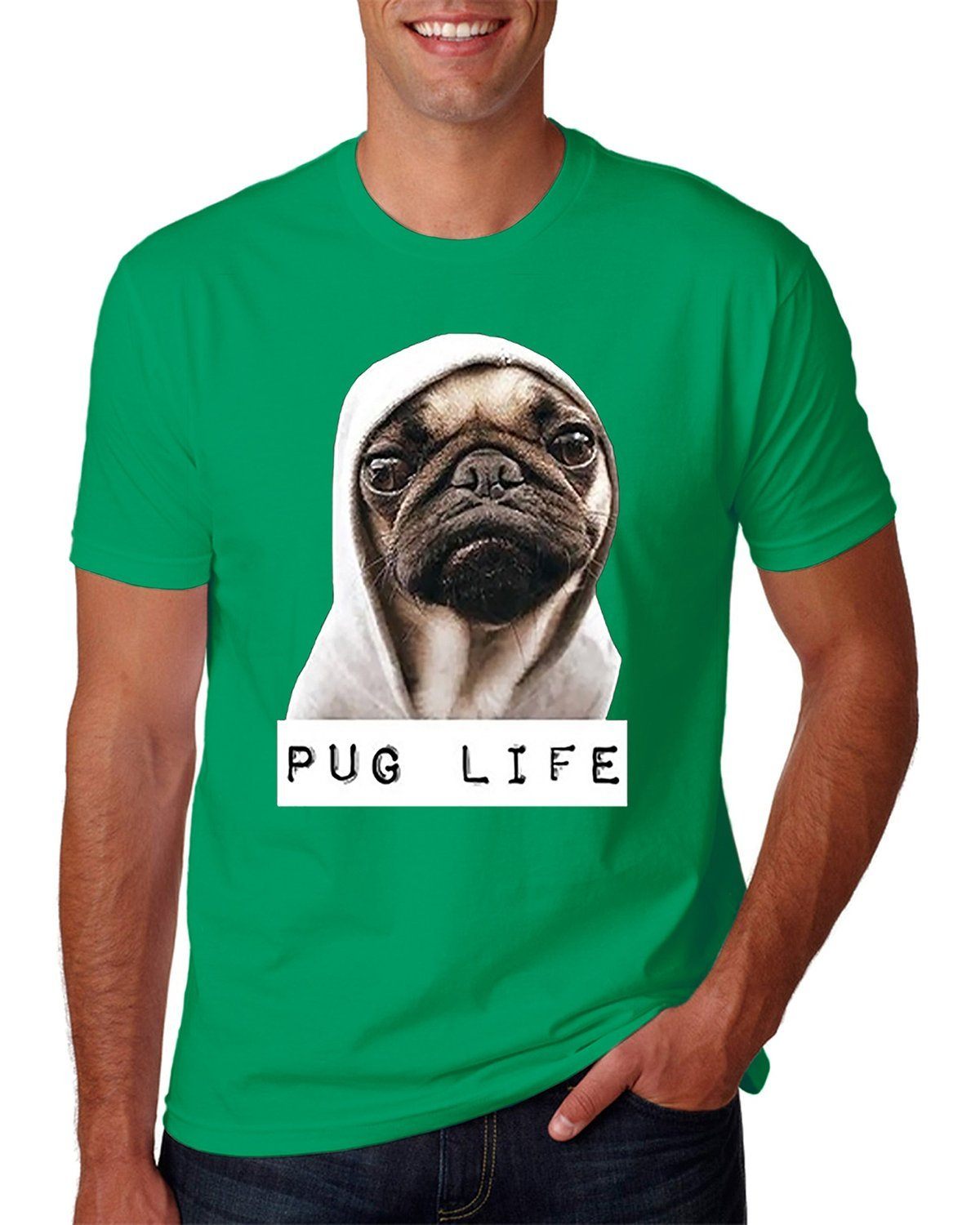 AFONiE Adult Unisex Pug Life Funny Thug Life T-Shirt