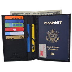  RFID Blocking Leather Bifold Wallet/Passport Holder