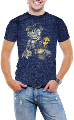 AFONiE Gangster Popeye Men Acid Wash T-Shirt Soft Cotton Short Sleeve Tee