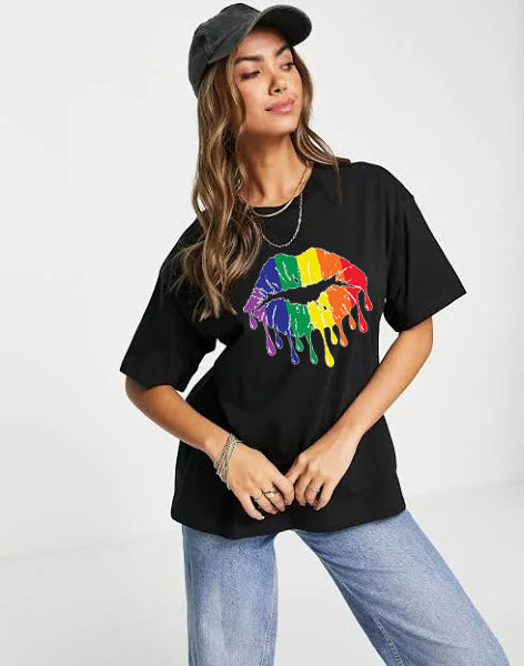 Dripping Pride Lips- Unisex Cotton T-Shirt Size S-XXXL
