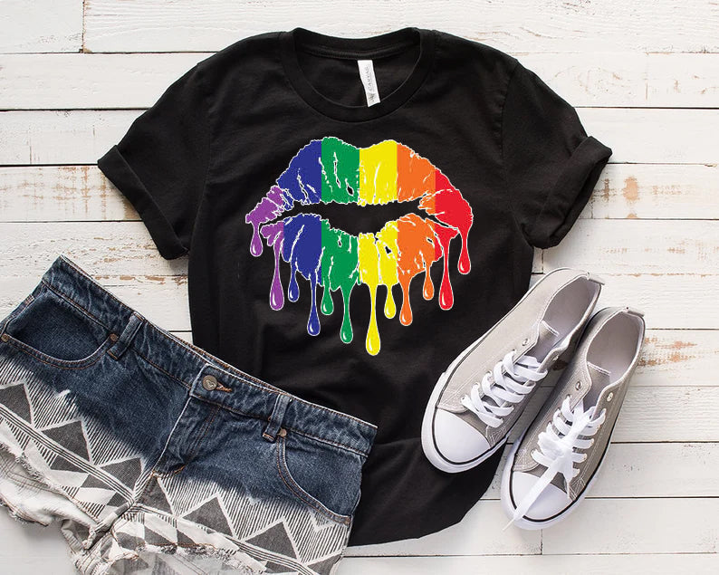 Dripping Pride Lips- Unisex Cotton T-Shirt Size S-XXXL
