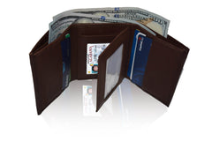 Deluxe RFID-Blocking Soft Genuine Leather Tri-fold Wallet for Men - Black