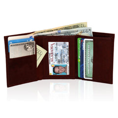 Genuine RFID-Blocking Best Genuine Leather Tri-fold Wallet For Men - Burgundy