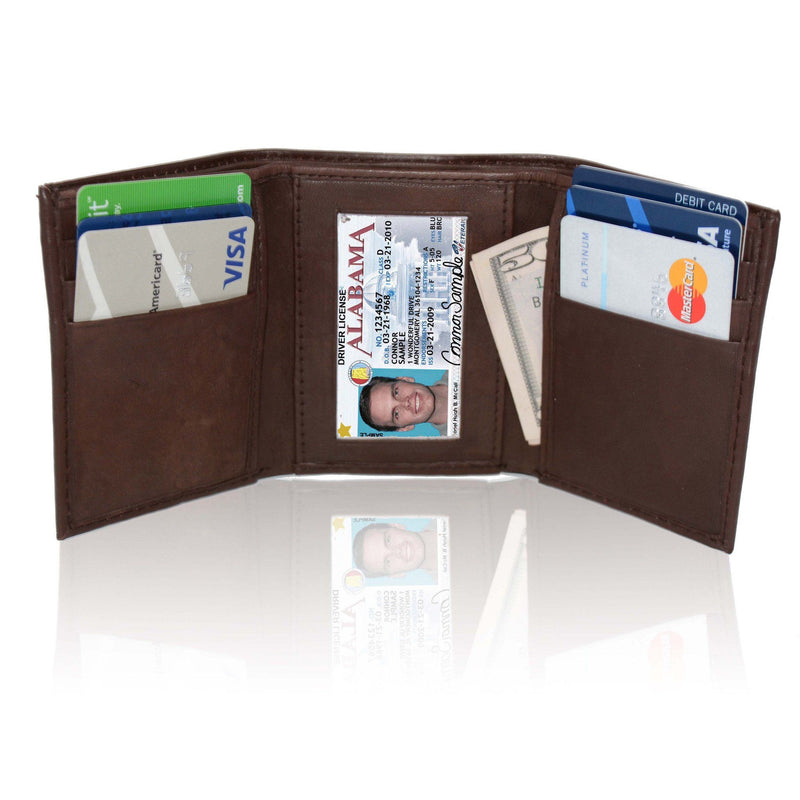 Deluxe RFID-Blocking Genuine Leather Tri-fold Wallet For Men - Brown