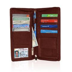 Genuine RFID-Blocking Men's Leather Bifold Wallet Organizer Checkbook Card Case - Brown