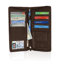 Genuine RFID-Blocking Men's Leather Bifold Wallet Organizer Checkbook Card Case - Tan