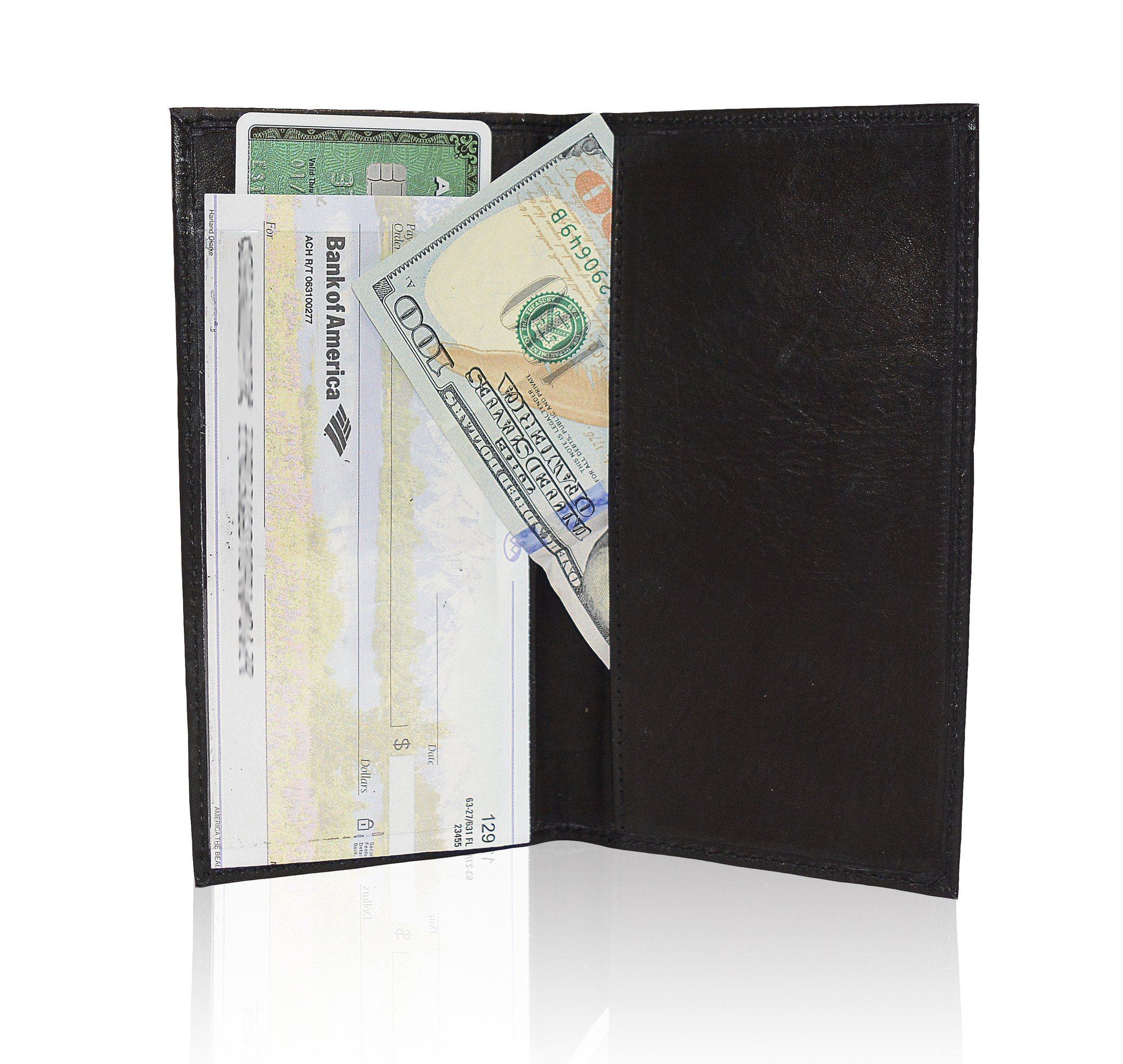Deluxe RFID-Blocking Leather Check Book Holder - Tan