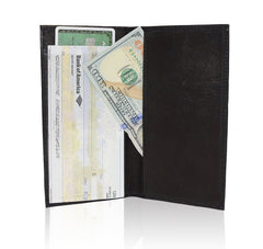 Deluxe RFID-Blocking Leather Check Book Holder - Burgundy