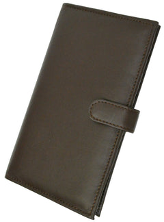 Deluxe RFID-Blocking Soft Leather Bifold with Button Closure - Brown