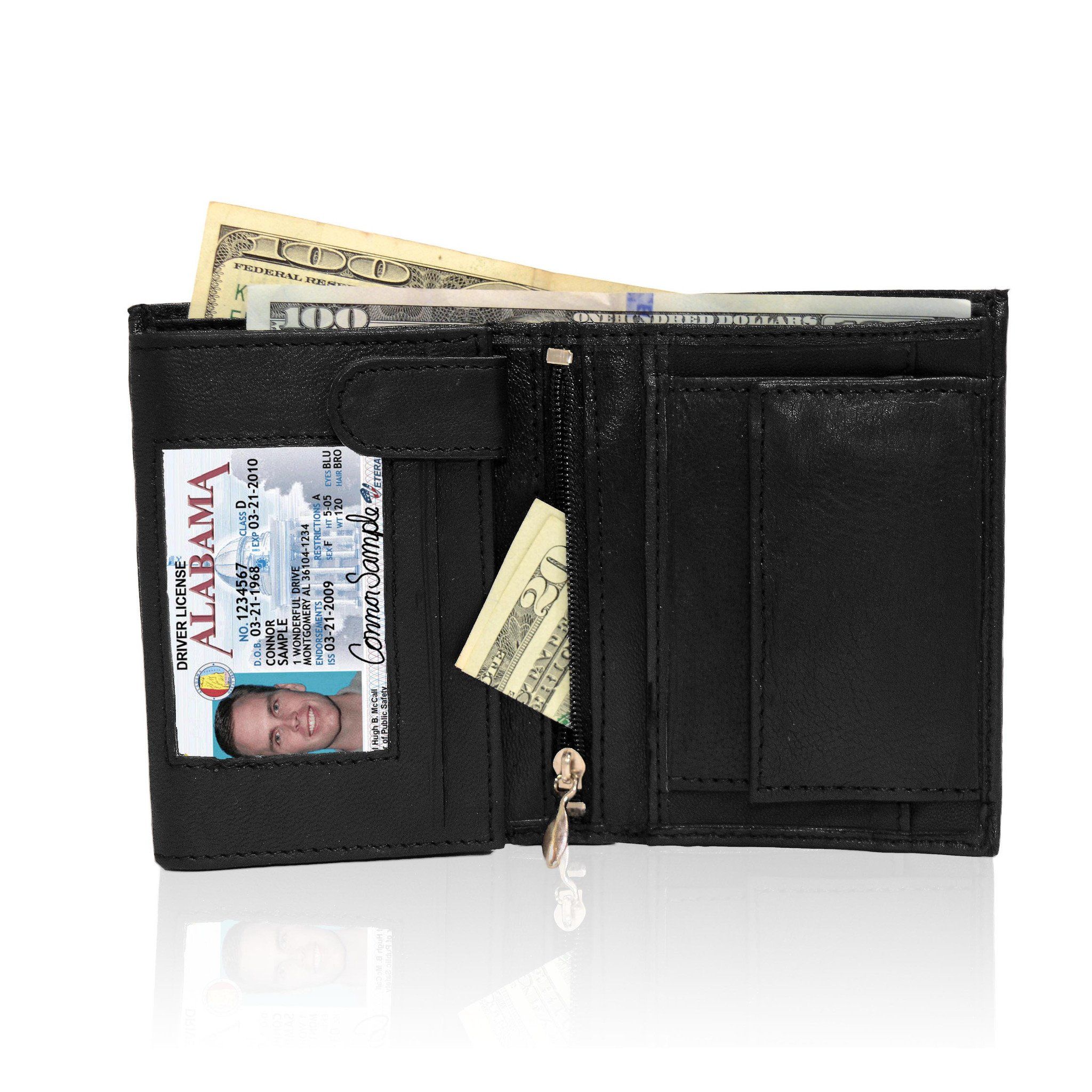 Genuine RFID-Blocking Men's Extra Capacity Leather Wallet - Black ...